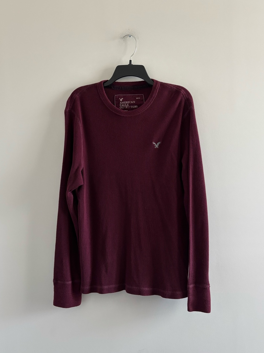 VTG American Eagle Henley Shirt Waffle Knit Burgundy Thermal Mens XL Y2K Preppy